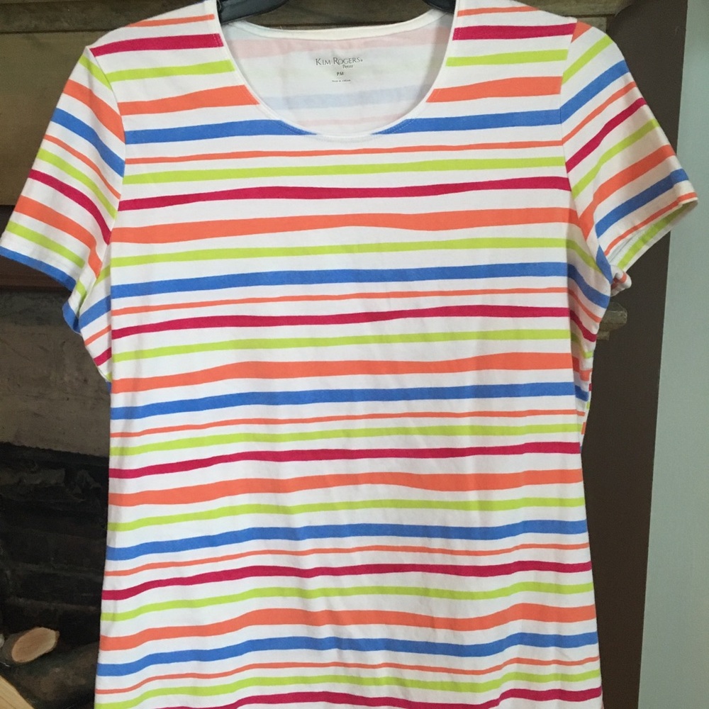 Kim Rogers Striped T-Shirt Petite Medium.